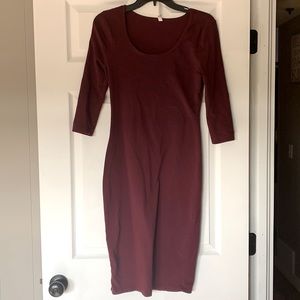 Pink Blush 3/4 length maternity midi dress